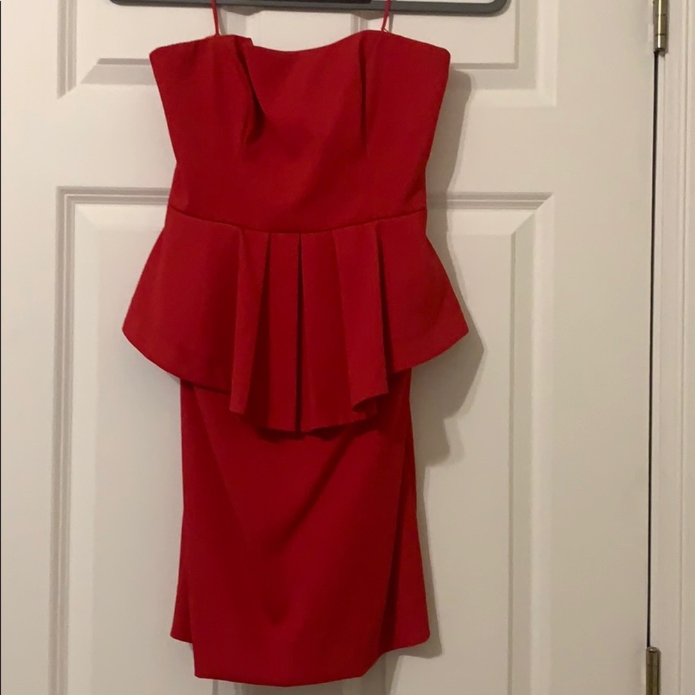 Nicole Miller peplum strapless dress